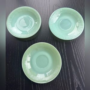 Vtg Anchor Hocking Fire King Jadeite Saucers - Set of 3